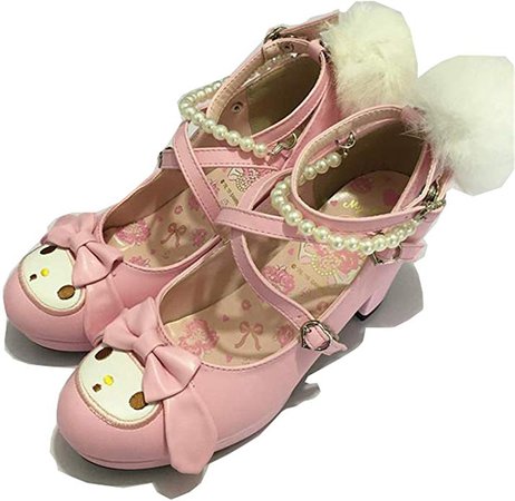 Amazon.com | Hbvza The New Japanese Lolita Cute Bow Roundheaded Waterproof Shoes High-Heeled Shoes | Boots