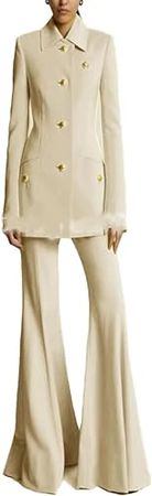 Amazon.com: Women's Lapel Suit Single-Breasted 2-Piece Suit (Coat + Pants) Woman Pants Set Ladies' Suit : Clothing, Shoes & Jewelry