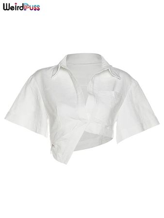 white crop top blouse