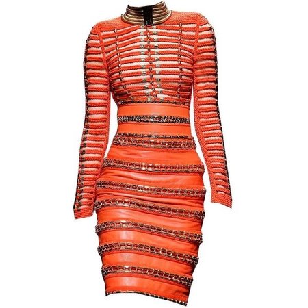 orange balmain dress