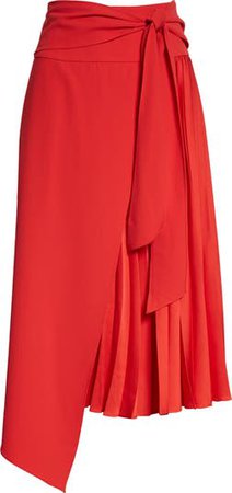 Zabana Asymmetrical Pleat Midi Skirt | Nordstrom