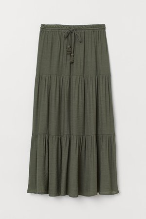 Long Skirt - Dark khaki green - | H&M US