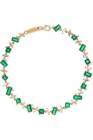 Suzanne Kalan | 18-karat gold, emerald and diamond bracelet | NET-A-PORTER.COM