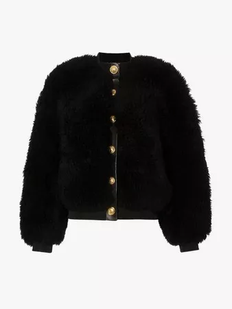 Balmain fur jacket black