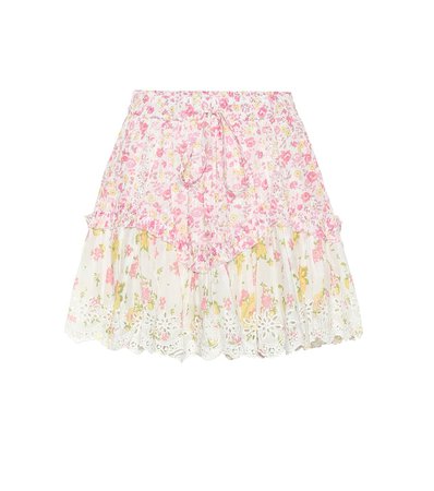 LOVESHACKFANCY Becca floral cotton miniskirt