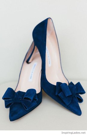 Navy velvet bow shoes | Inspiring Ladies