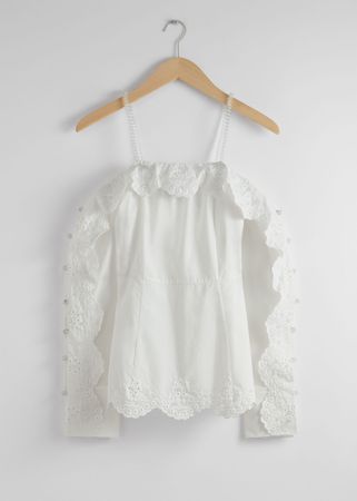 Scalloped Off-Shoulder Blouse - White - Blouses - & Other Stories US