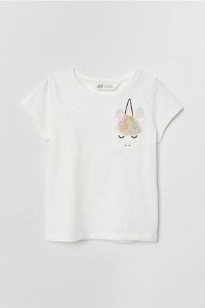 T-shirt com aplicação - Branco - CRIANÇA | H&M PT