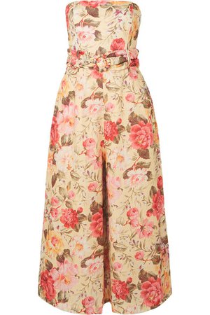 Zimmermann | Honour strapless floral-print linen jumpsuit | NET-A-PORTER.COM