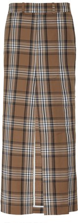 Plaid Slit Maxi Pant Skirt