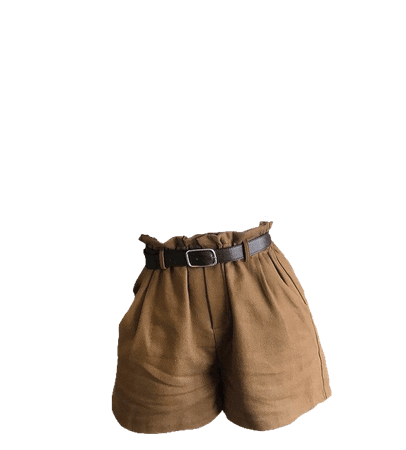 brown belted shorts