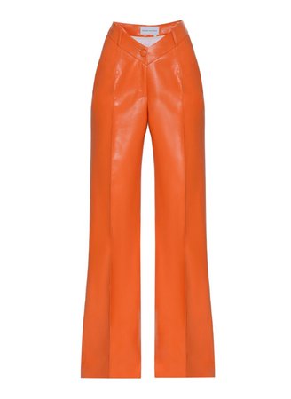 orange leather pants