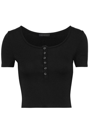 Black Cropped ribbed-knit T-shirt | Sale up to 70% off | THE OUTNET | THE RANGE | THE OUTNET