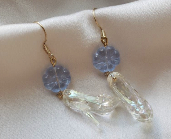 Cinderella crystal shoes earrings, Lovely drop earrings by NovemberSecret on Etsy