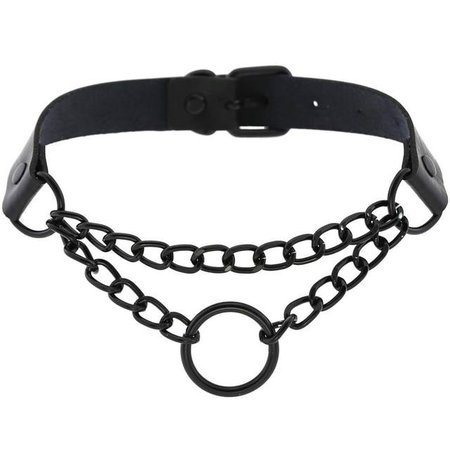 Gothic Black Ring and Chain Choker Necklace (Available in 16 Colors) – ROCK 'N DOLL