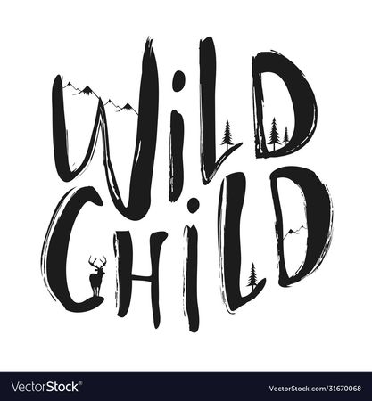With lettering quote - wild child Royalty Free Vector Image