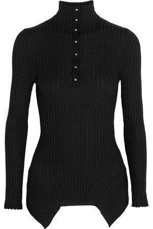 STELLA MCCARTNEY Asymmetric wool and silk-blend turtleneck sweater.