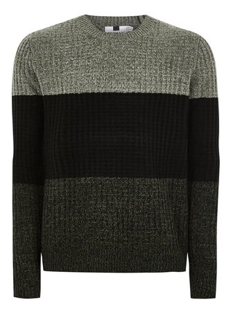 Khaki Mixed Panel Sweater - Shop All Sale - Sale - TOPMAN USA