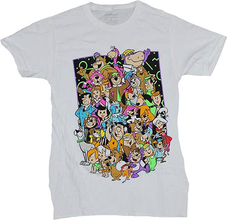 Amazon.com: Hanna Barbera Mens T-Shirt - Giant Cast Cast of Classic Cartoons (Medium) White : Clothing, Shoes & Jewelry