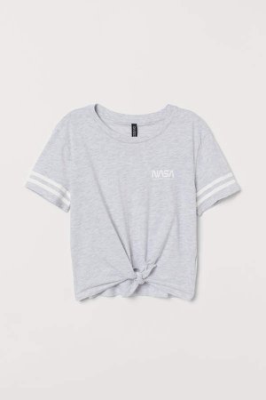 Tie-hem T-shirt - Gray
