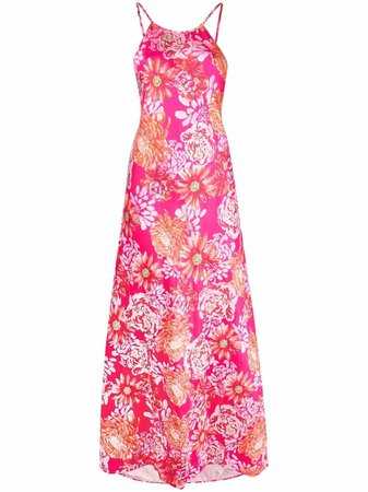 PINKO Albizia floral-print flared long dress