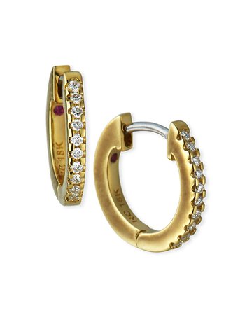 Roberto Coin Mini Micro Diamond Hoop Earrings in 18K White Gold | Neiman Marcus