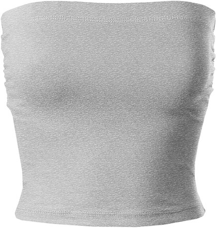 MixMatchy Women's Solid Casual Summer Side Shirring Scrunched Double Layered Tube Top