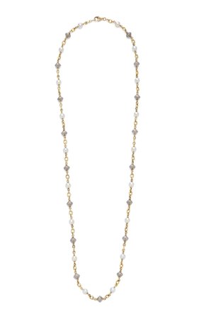 Sylva & Cie 18K White Gold, Pearl and Silver Diamond Beaded Necklace