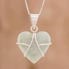 chain necklace with a light green heart - Google Search