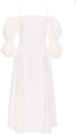 Lorna Linen-Cotton Off-The-Shoulder Midi Dress