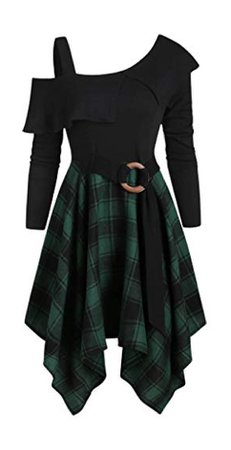 black and green plaid dress