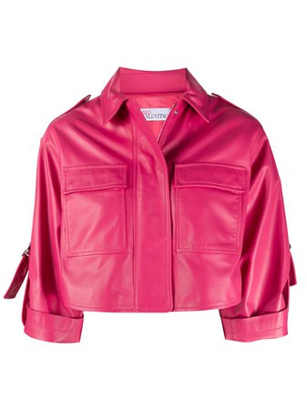 RED Valentino cropped leather jacket pink TR0NA02G533 - Farfetch