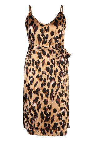 Plus Libby Leopard Print Strappy Midi Dress | Boohoo