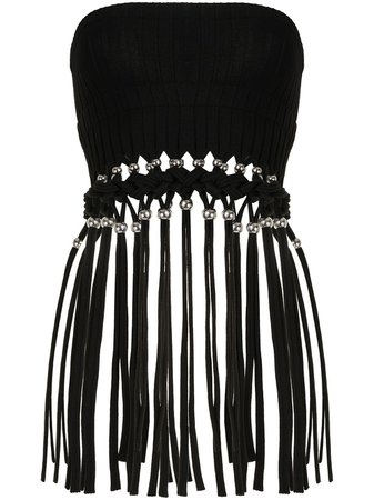 Dion Lee beaded fringed tube top - FARFETCH