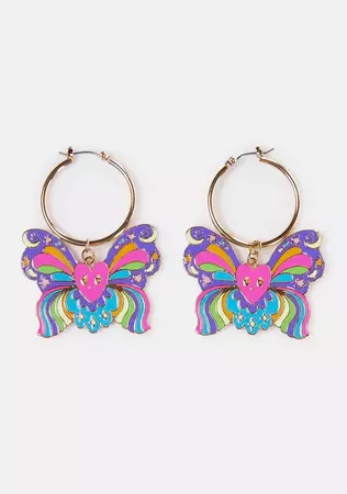 Trippy Butterfly Drop Earrings - Multi – Dolls Kill