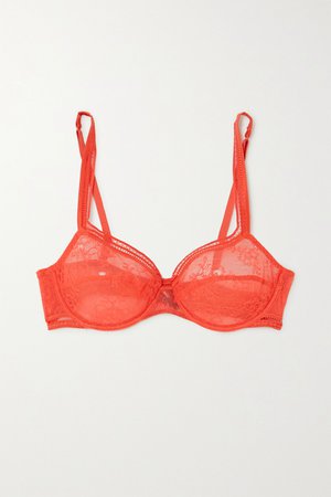 Tomato red Miss Lejaby stretch-lace underwired bra | Maison Lejaby | NET-A-PORTER