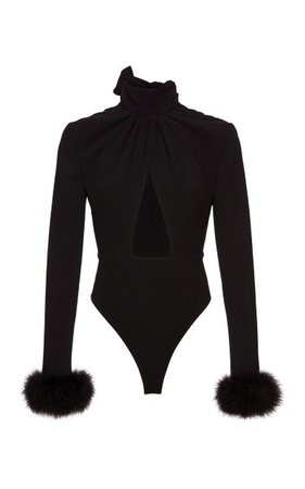 Feather-Trimmed Cutout Turtleneck Bodysuit By Magda Butrym | Moda Operandi