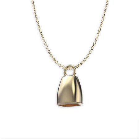 Square Bell Gold Plated Necklace, Modern Necklace, Bell Pendant, Everyday Jewelry