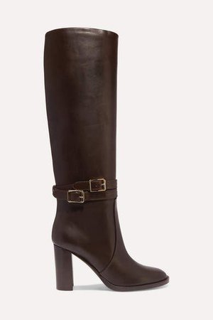 85 Leather Knee Boots - Dark brown