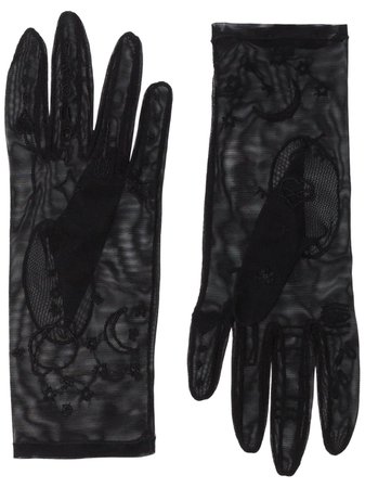 Tender and Dangerous embroidered sheer gloves black TD101004 - Farfetch