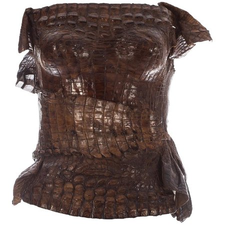 Roberto Cavalli tan crocodile corset bustier, c. 2000s For Sale at 1stdibs