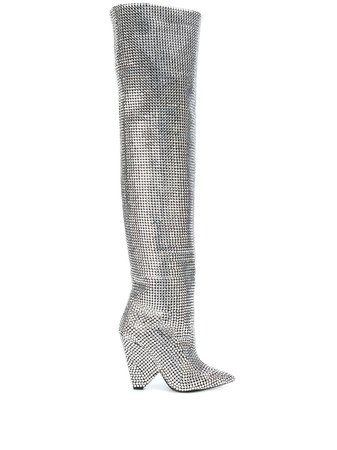 Shop metallic Saint Laurent Niki 105 Boots with Express Delivery - Farfetch