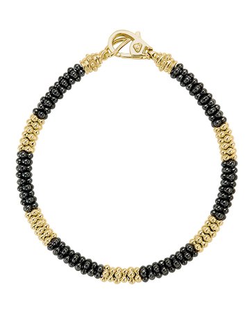 Lagos Black Caviar & 18K Gold Rope Bracelet