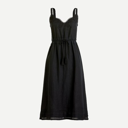 J.Crew: Linen Drawstring Dress With Embroidery For Women