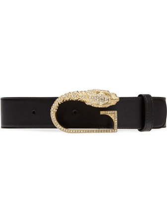 Gucci crystal detail logo buckle belt - FARFETCH