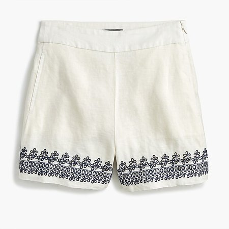 Embroidered-trim short in Beauchamps linen : Women shorts | J.Crew
