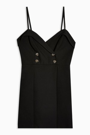Strap Tuxedo Mini Dress Black | Topshop