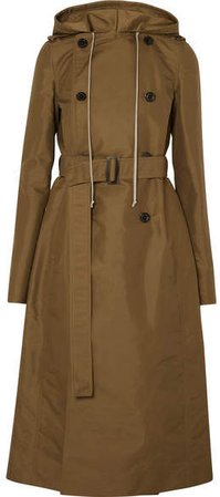 Hooded Shell Trench Coat - Army green