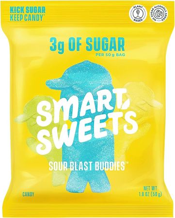 Amazon.com: SmartSweets Sour Blast Buddies, Candy with Low Sugar (3g), Low Calorie (100), No Artificial Sweeteners, Plant-Based, Gluten-Free, Non-GMO, Healthy Snack for Kids & Adults, 1.8oz (Pack of 12)