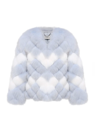 ozlana Waldorf Fox Fur Bubble Jacket (BLUE)